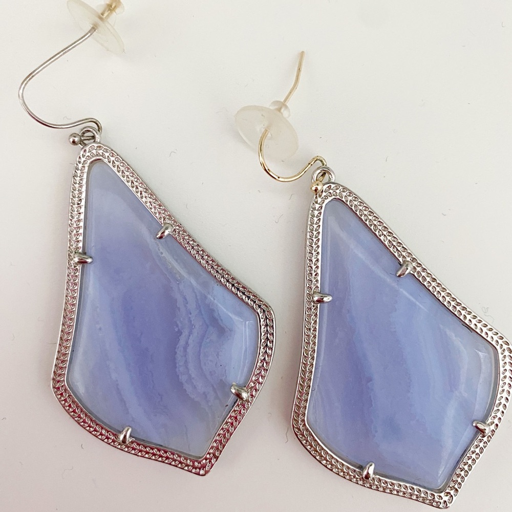Vintage Kendra Scott Alexandra Earrings in Blue Lace Agate